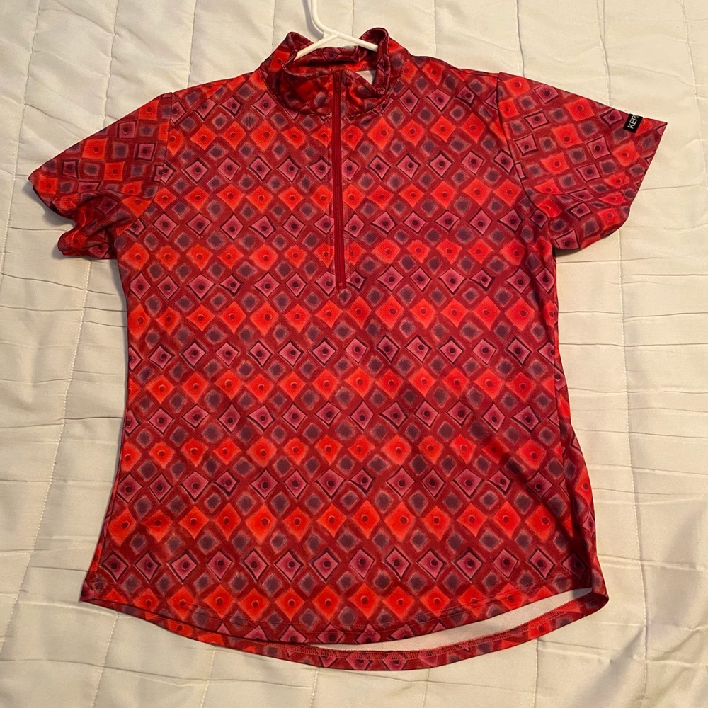 Kerrits Equestrian Top Red Short Sleeve Zip L